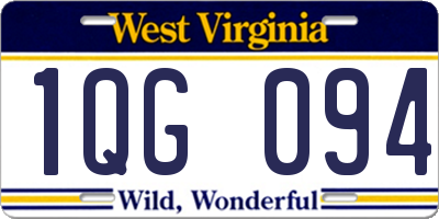 WV license plate 1QG094