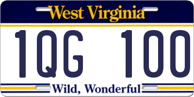 WV license plate 1QG100