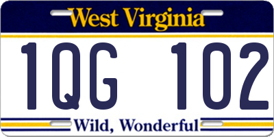 WV license plate 1QG102