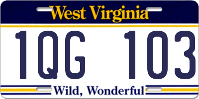 WV license plate 1QG103