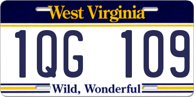WV license plate 1QG109
