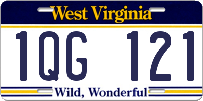 WV license plate 1QG121