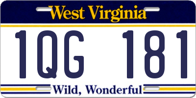 WV license plate 1QG181