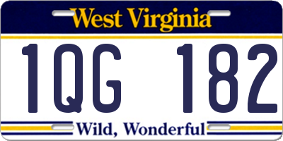 WV license plate 1QG182