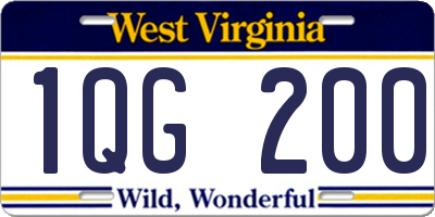 WV license plate 1QG200
