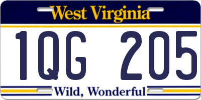 WV license plate 1QG205