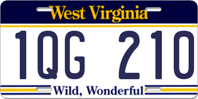WV license plate 1QG210