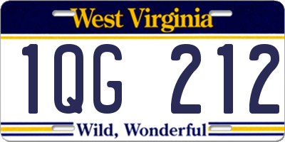 WV license plate 1QG212