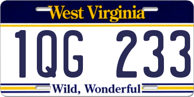 WV license plate 1QG233