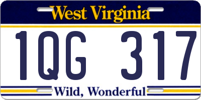 WV license plate 1QG317