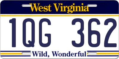 WV license plate 1QG362