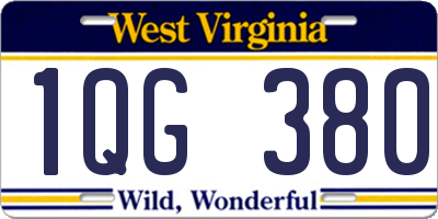 WV license plate 1QG380