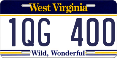 WV license plate 1QG400
