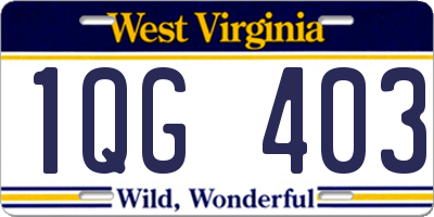 WV license plate 1QG403