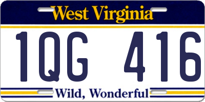 WV license plate 1QG416