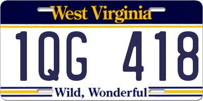 WV license plate 1QG418