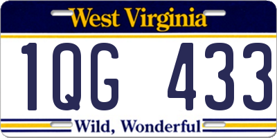 WV license plate 1QG433