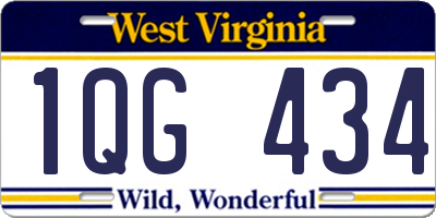 WV license plate 1QG434