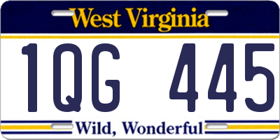 WV license plate 1QG445