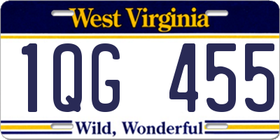 WV license plate 1QG455