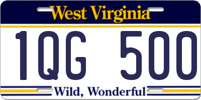 WV license plate 1QG500