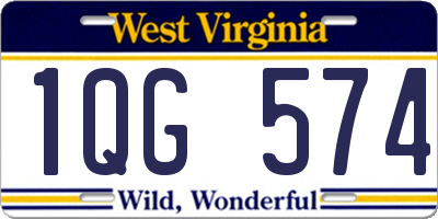 WV license plate 1QG574