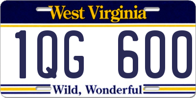 WV license plate 1QG600