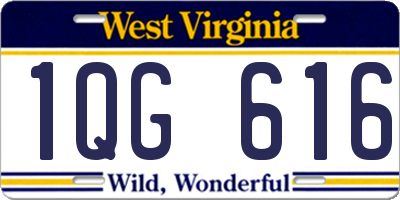 WV license plate 1QG616