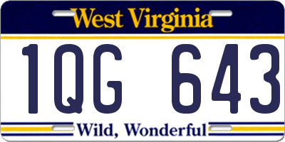WV license plate 1QG643