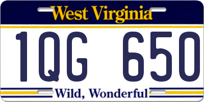 WV license plate 1QG650