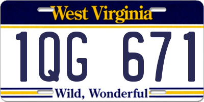 WV license plate 1QG671