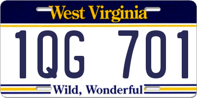 WV license plate 1QG701