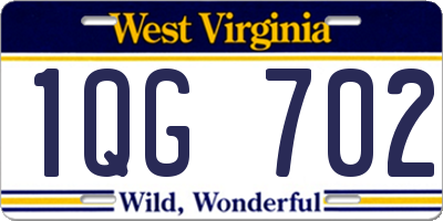 WV license plate 1QG702