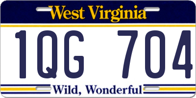 WV license plate 1QG704