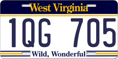 WV license plate 1QG705