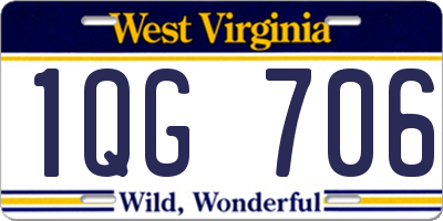 WV license plate 1QG706