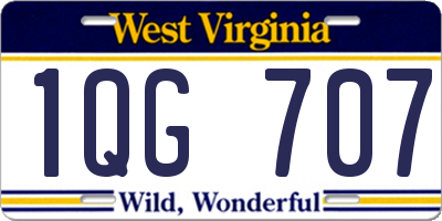 WV license plate 1QG707