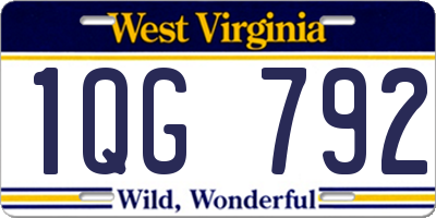 WV license plate 1QG792