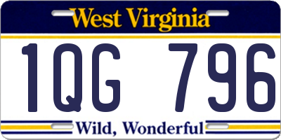 WV license plate 1QG796