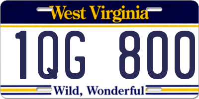 WV license plate 1QG800