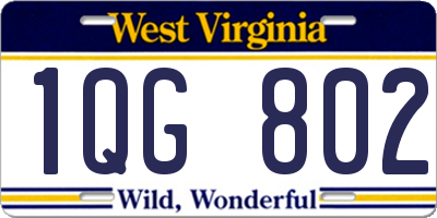 WV license plate 1QG802