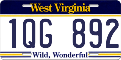 WV license plate 1QG892