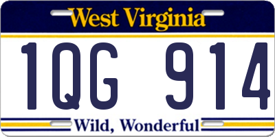 WV license plate 1QG914