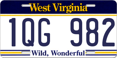 WV license plate 1QG982