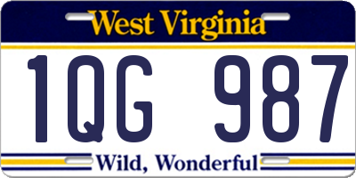 WV license plate 1QG987