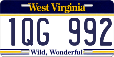 WV license plate 1QG992