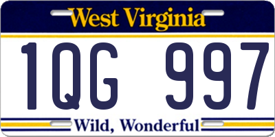 WV license plate 1QG997