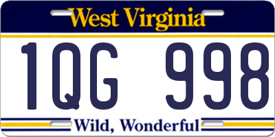 WV license plate 1QG998