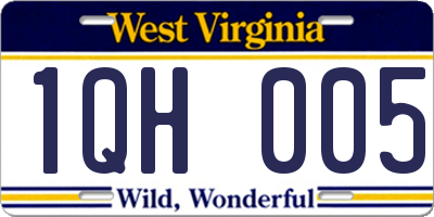 WV license plate 1QH005