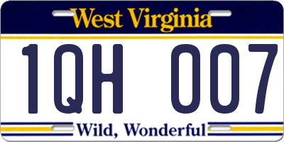 WV license plate 1QH007